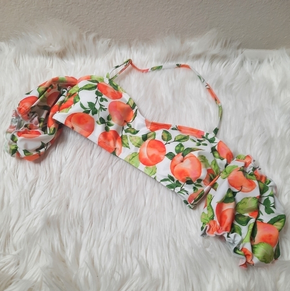 Bcbg Paris Peach Puff Sleeve Bikini Top S - Picture 2 of 7
